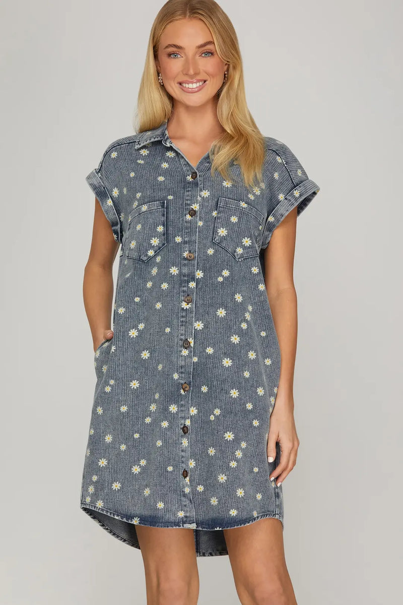 denim rose dress collared flowered button down Black Shirred Mesh Maxi noprice Select Pant Waist Size:38 The ASOS DESIGN denim
