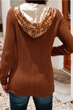 Plaid Patchwork sweater with hood khaki and browns