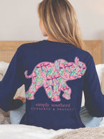 Simply Southern Long sleeve t shirt Elephant Pink Bow