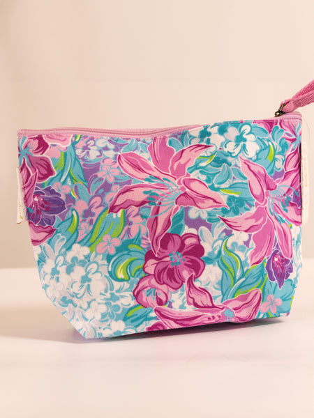 Simply Southern pouch bag pink hibiscus flowers