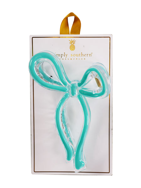 Simply Southern Bow hair clip teal