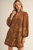 Camel dress 3/4 length sleeves