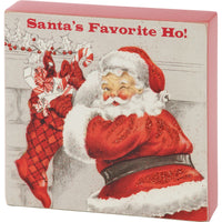 santa's favorite ho stocking wooden sign
