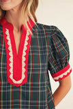 Plaid Shift Dress Hunter Green