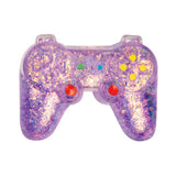 Glittery purple gaming controller on a white background