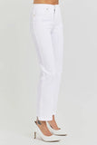 White jeans worn by a person on a white background