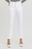 White jeans worn by a person on a white background