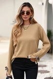 Leopard bow split sleeve tan sweater