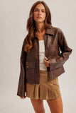 Brown Faux Leather Jacket
