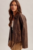 Brown Faux Leather Jacket