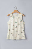 Beige Mallard Print Western Style Tank Top: Beige