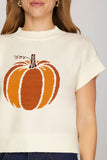 Short Sleeve round neck pumpkin sweater top