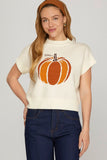 Short Sleeve round neck pumpkin sweater top