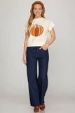 Short Sleeve round neck pumpkin sweater top