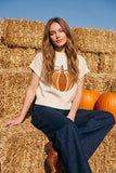 Short Sleeve round neck pumpkin sweater top