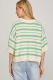Green Striped drop sleeve sweater