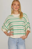Green Striped drop sleeve sweater