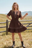 Short Sleeve Brown Dress with pockets