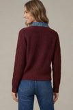 Long sleeve Wine sweater with collar