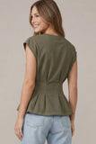 Short Sleeve Drop Waist knit top Olive