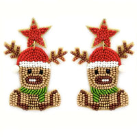 seed bead reindeer earrings
