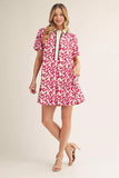 Short Sleeve magenta shift dress