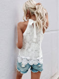 Crochet Lace Halter Tank Top Casual  Resort Blouse: Army Green / 100%polyester / L