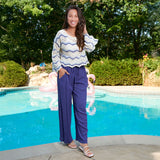 Kala Striped Crochet Sweater Sky Blue