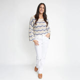 crocheted knit sweater blue
