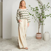 Kala Striped Crochet Sweater Green