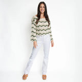 crochet sweater green cream
