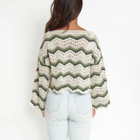 crochet sweater green cream
