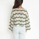 crochet sweater green cream
