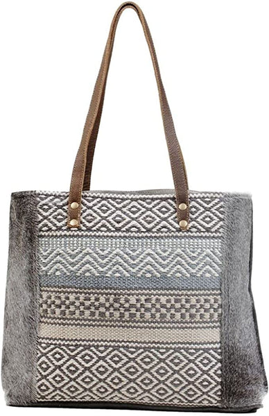 Myra envy tote bag canvas, hair leather