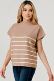 Tan Mock neck short sleeve sweater