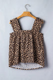 Brown Leopard round neck tank top