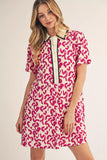 Short Sleeve magenta shift dress