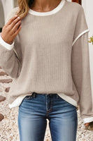 Beige Drop shoulder loose top
