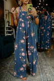 Beau Blue denim floral overalls