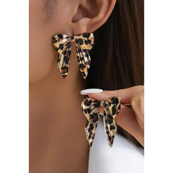 Leopard Print Bow Knot Earrings