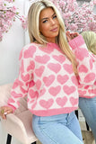 Strawberry Pink  white hearts sweater