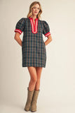 Plaid Shift Dress Hunter Green