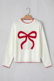 Valentine Red Bow Sweater off white