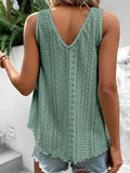 Eyelet Lace Tank Boho V Neck Blouse: White / 95%Polyester+5%Elastane / S