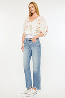 Kan Can Mid  Rise  true straight jeans medium wash