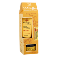 naked bee set, lotion, body butter, lip balm, orange blossom honey