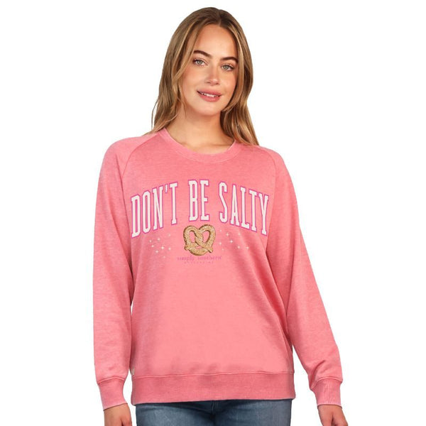 simply southern don't be salty crew neck sweatshirt pink in color
