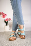 Corkys Footwear Atta Girl Teal slip on sandals