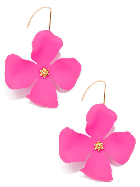 Camilla Bright Color Flower Drop Earrings Hand Painted