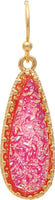 Gold Red Druzy Teardrop Earring
